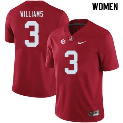 NCAA Women's Alabama Crimson Tide #3 Xavier Williams Stitched College 2020 Nike Authentic Crimson Football Jersey TA17J58RL